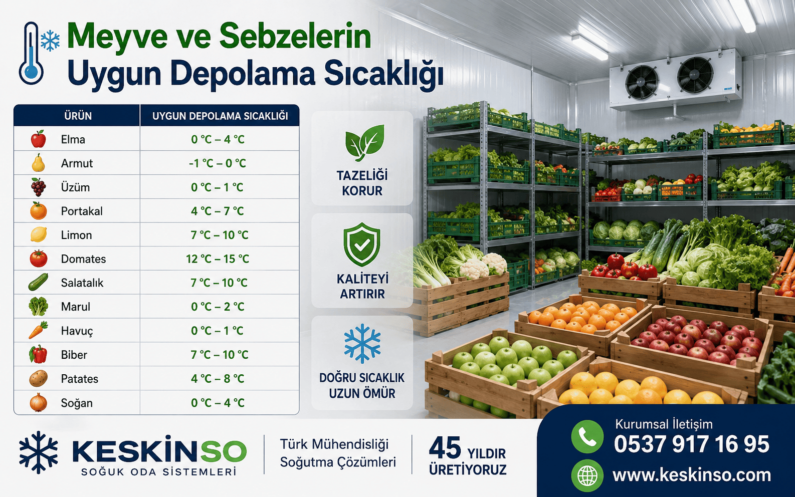 Meyve ve Sebzelerin Uygun Depolama Sıcaklığı